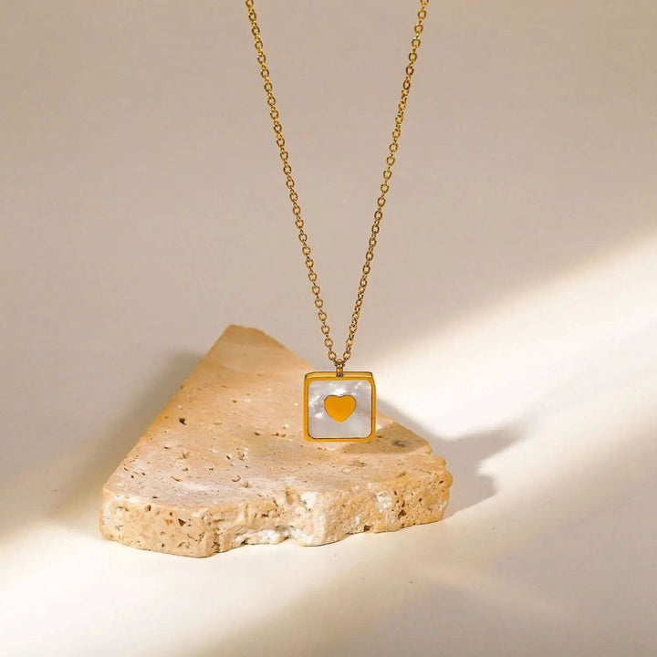 Square Heart Necklace Tarnish free