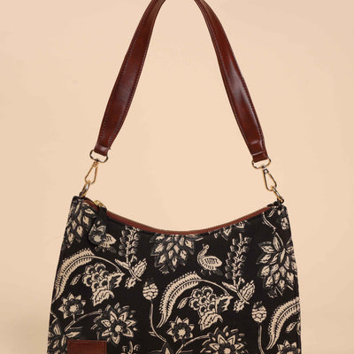 Black Onyx Handblock Baguette Bag