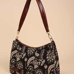 Black Onyx Handblock Baguette Bag