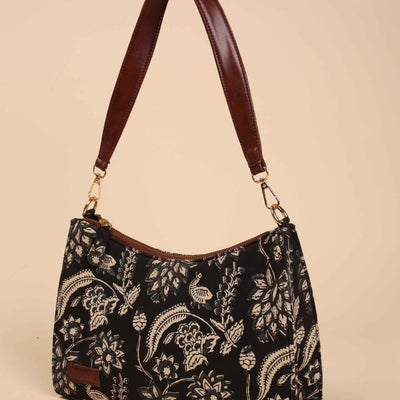 Black Onyx Handblock Baguette Bag