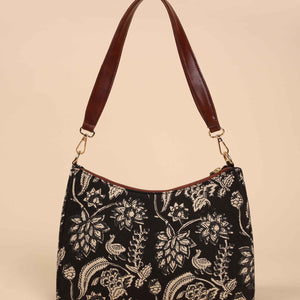 Black Onyx Handblock Baguette Bag