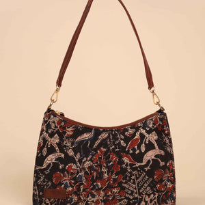 Charcoal Chic Handblock Baguette Bag