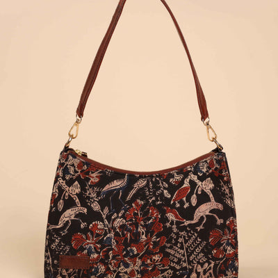 Charcoal Chic Handblock Baguette Bag