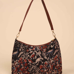 Charcoal Chic Handblock Baguette Bag