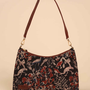 Charcoal Chic Handblock Baguette Bag