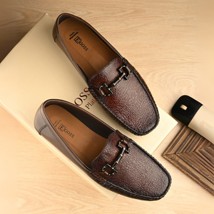 Egoss Platinum Printed Loafers For Men