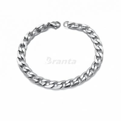 Silver Stainless Steel Curb Bracelet For Men (8.5 Inch)