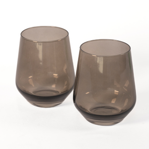 Estelle Colored Wine Stemless - Set of 2 {Gray Smoke}