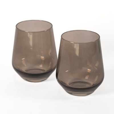 Estelle Colored Wine Stemless - Set of 2 {Gray Smoke}
