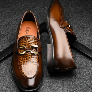 Egoss Platinum Buckled Loafers For Men