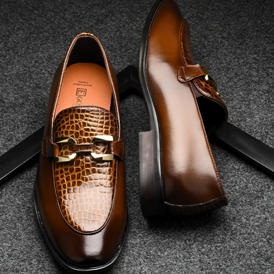 Egoss Platinum Buckled Loafers For Men