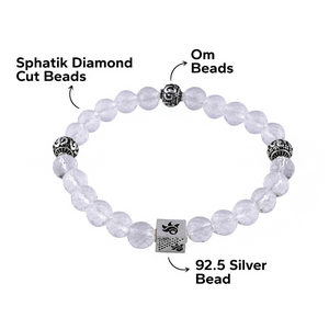 Spatik Diamond Cut Beads with Om Silver Beads Bracelet