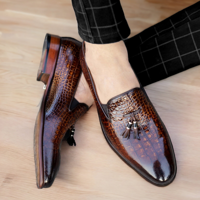 Egoss Platinum Tassel Shoes For Men