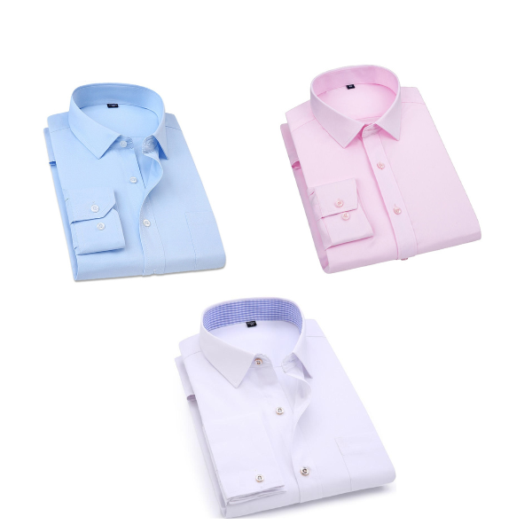 Combo of 3 Cotton Shirt for Man (Pink, Sky Blue and White)