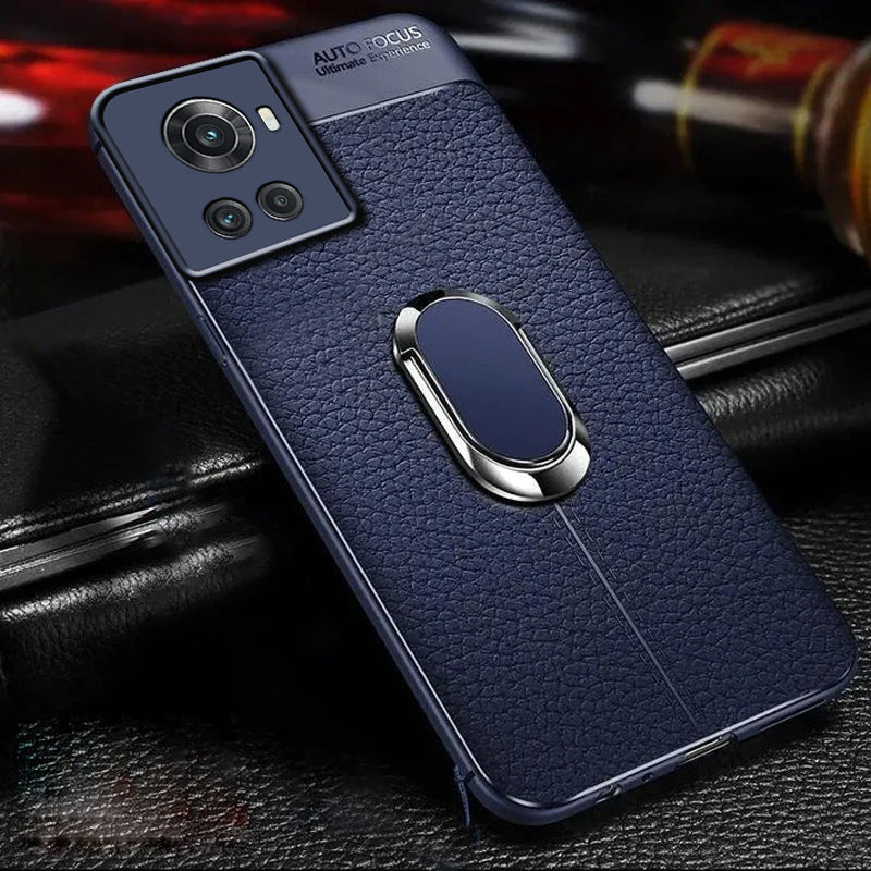 OnePlus 10R Sleek Urban Leather Ring Holder Case