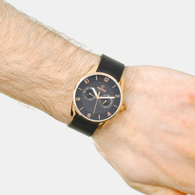 Flint Night Men Quartz Black Dial Analog Stainless Steel Watch V171GMVBMB