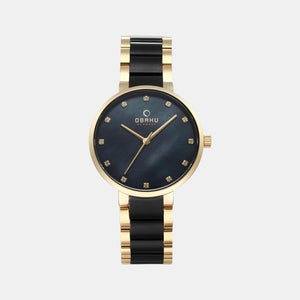 Glad Blackgold Women Quartz Black Dial Analog Stainless Steel Watch V189LXGBSB