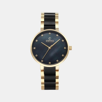Glad Blackgold Women Quartz Black Dial Analog Stainless Steel Watch V189LXGBSB