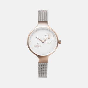 Eng Rose-Bi Women Quartz White Dial Analog Stainless Steel Watch V201LDVWMC