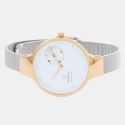 Eng Rose-Bi Women Quartz White Dial Analog Stainless Steel Watch V201LDVWMC