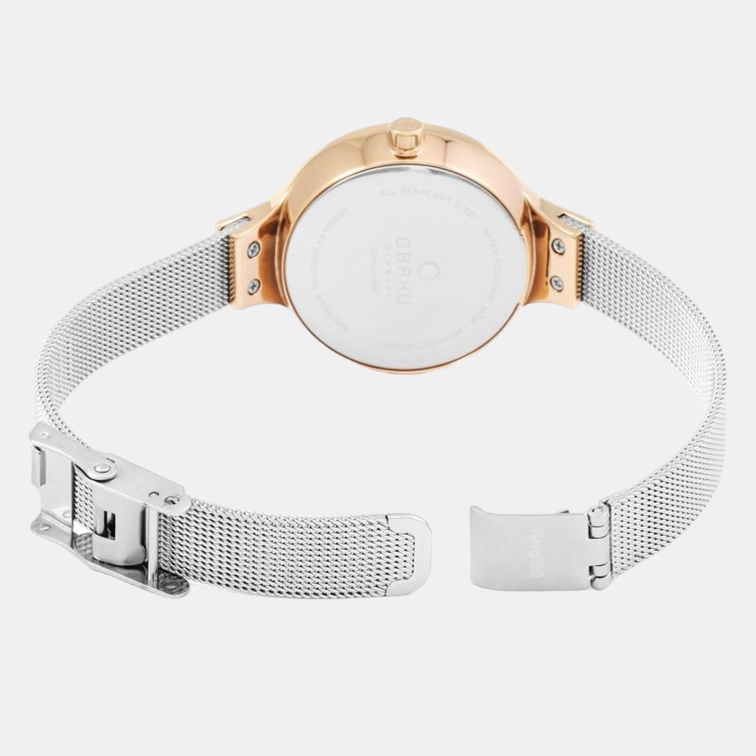 Eng Rose-Bi Women Quartz White Dial Analog Stainless Steel Watch V201LDVWMC