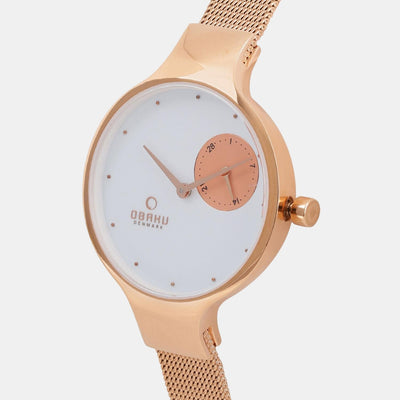 Eng Rose Women Quartz White Dial Analog Stainless Steel Watch V201LDVWMV