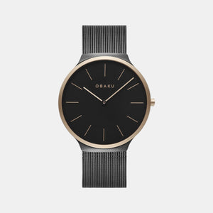 Ark Men Quartz Black Dial Analog Stainless Steel Watch V240GXMBMB