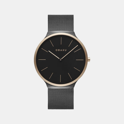 Ark Men Quartz Black Dial Analog Stainless Steel Watch V240GXMBMB
