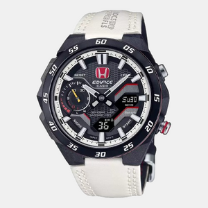 Edifice Men Quartz Black Dial Chronograph Leather Watch ED607