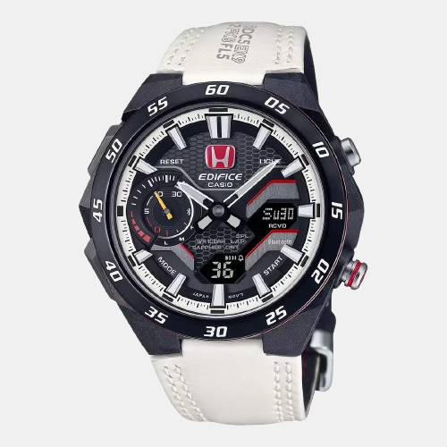 Edifice Men Quartz Black Dial Chronograph Leather Watch ED607