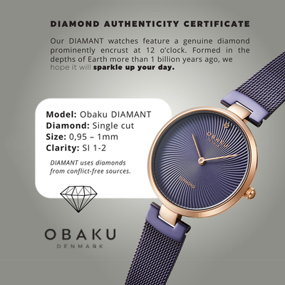 Diamant Violet Women Quartz Purple Dial Analog Stainless Steel Watch V256LXVQMQ