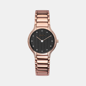 Acacie Women Quartz Black Dial Analog Stainless Steel Watch V276LEVBSV