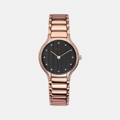 Acacie Women Quartz Black Dial Analog Stainless Steel Watch V276LEVBSV