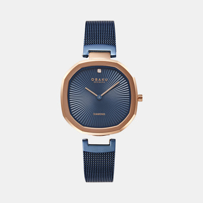 Brilliant Women Quartz Blue Dial Analog Stainless Steel Watch V277LXVLML