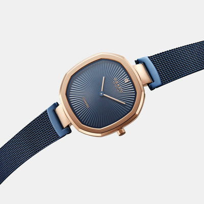 Brilliant Women Quartz Blue Dial Analog Stainless Steel Watch V277LXVLML