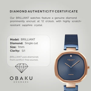 Brilliant Women Quartz Blue Dial Analog Stainless Steel Watch V277LXVLML