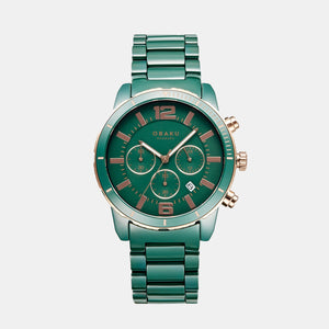 Falk Men Quartz Green Dial Chronograph Ceramic Watch V278GCEECE
