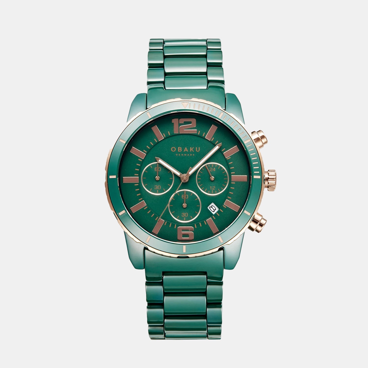Falk Men Quartz Green Dial Chronograph Ceramic Watch V278GCEECE