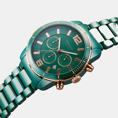 Falk Men Quartz Green Dial Chronograph Ceramic Watch V278GCEECE