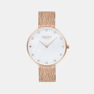 Glans Roses Women Quartz White Dial Analog Stainless Steel Watch V288LXVWHV