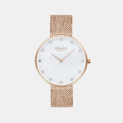 Glans Roses Women Quartz White Dial Analog Stainless Steel Watch V288LXVWHV