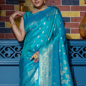 Firozi Blue Banarasi Saree