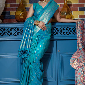 Firozi Blue Banarasi Saree
