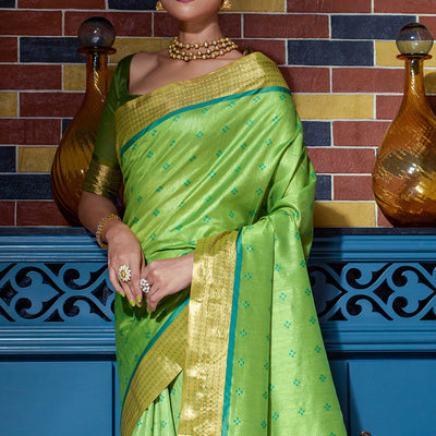 Mehandi Green Raw Silk Saree