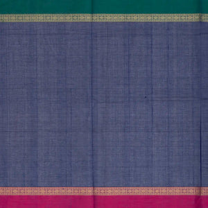 Dark Blue Handloom Village Cotton Saree With Checks-Dark Blue