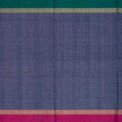 Dark Blue Handloom Village Cotton Saree With Checks-Dark Blue