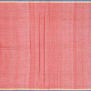 Rust Handloom Village Cotton Saree With Floral Motifs-Rust