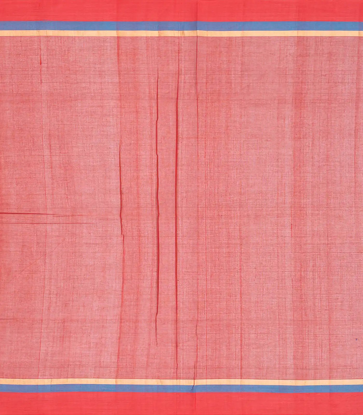 Rust Handloom Village Cotton Saree With Floral Motifs-Rust