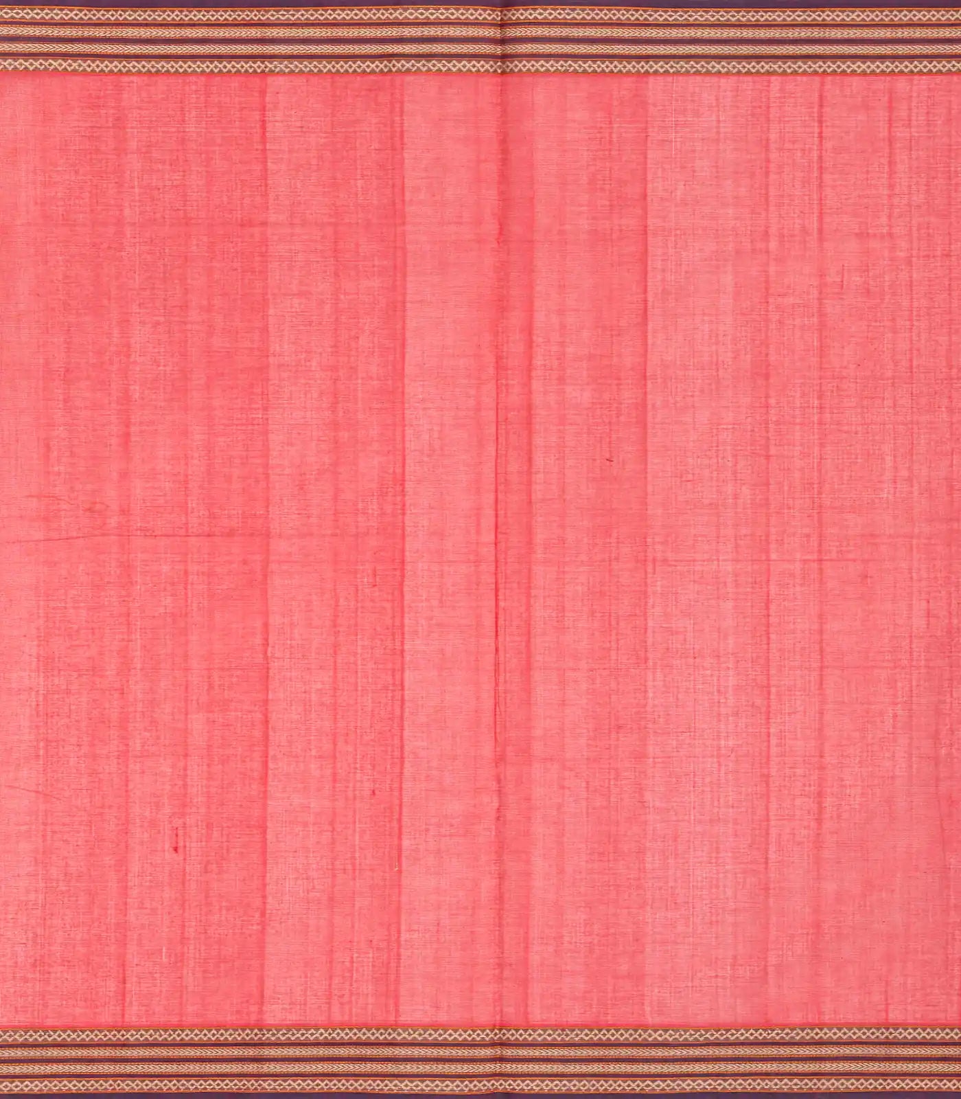 Peach Handloom Village Cotton Saree With Animal Motifs-Peach