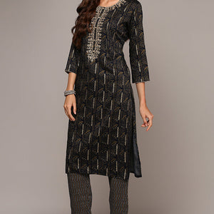 Blue Silk Blend Ethnic Motifs Straight Kurta VCK9130